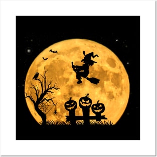 Witch with Spider Pumpkin Halloween Witchcraft Posters and Art